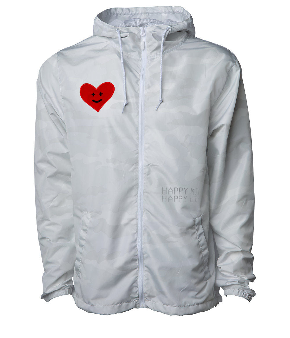 HAPPY MIND, HAPPY LIFE WHITE CAMO WINDBREAKER JACKET